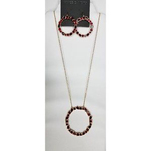 Vince Camuto Goldtone Red Necklace Earrings Set